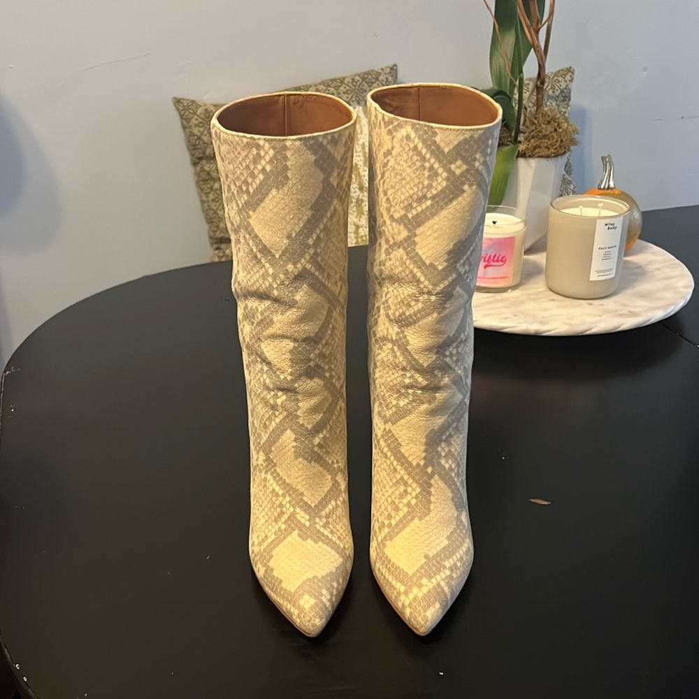 Paris Texas mid calf snake skin boots